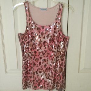 * 3/$20  Shades of Pink Sequined Leopard Tank - S